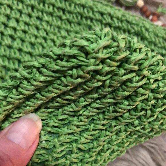 FREE WITH $25 PURCHASE Sun N Sand Woven Bag-Crossbody-Beaded Accents-Green/Brown - Picture 12 of 15